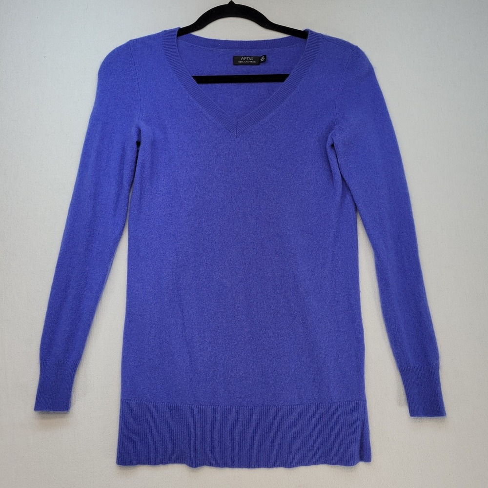 Apt 9 Sweater Womens XS Blue 100% Cashmere V- Neck Pullover‎ Tunic